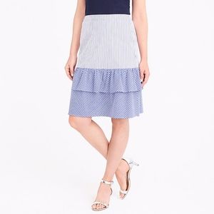 J. Crew Cocktail Stripe Tiered Ruffle Midi Skirt